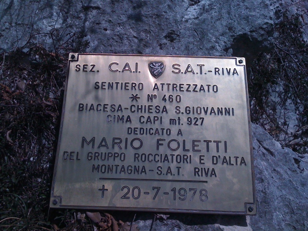Tafel des Via Feratta Mario Foletti