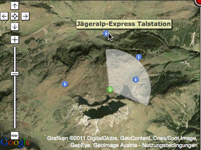 Google-Map mit Hotspots und Radar innerhalb von krpano
